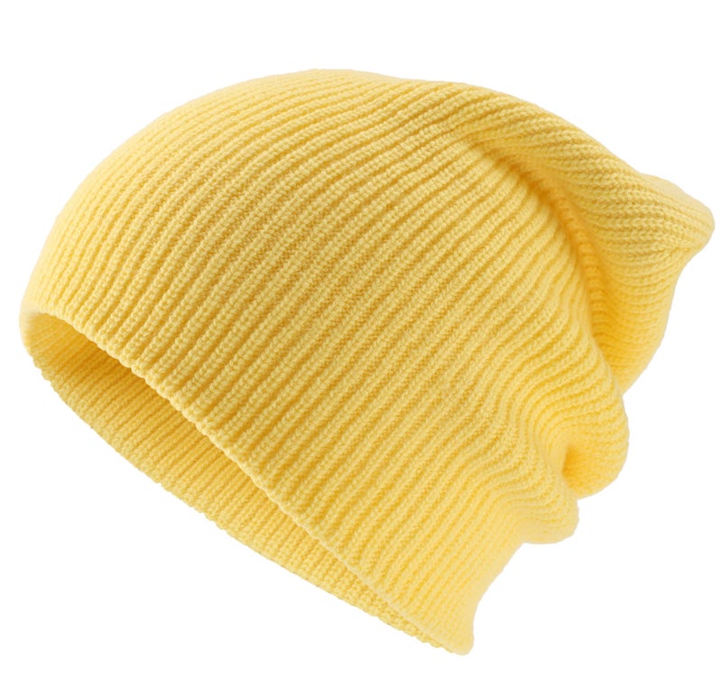 Connectyle Classic Men's Warm Winter Hats Acrylic Knit Cuff Beanie Cap Daily Beanie Hat (Light Yellow) - Image 3